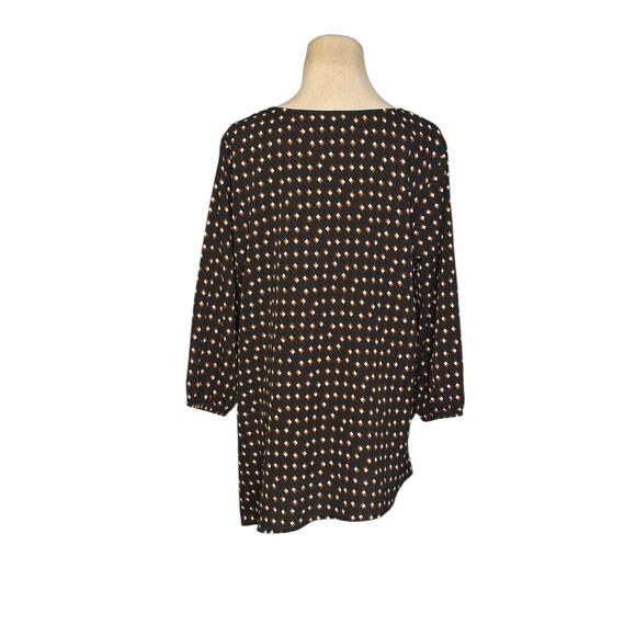 APT. 9 Black brown geometrical print layered asymmetric tunic blouse size Large - Picture 8 of 16